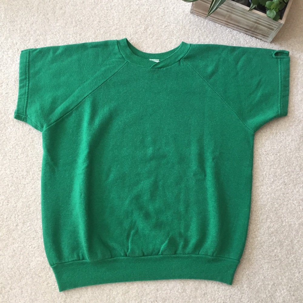 Vintage Short Sleeve Boxy Raglan Sweatshirt RN 14179 Creslan Acrylic Fiber
